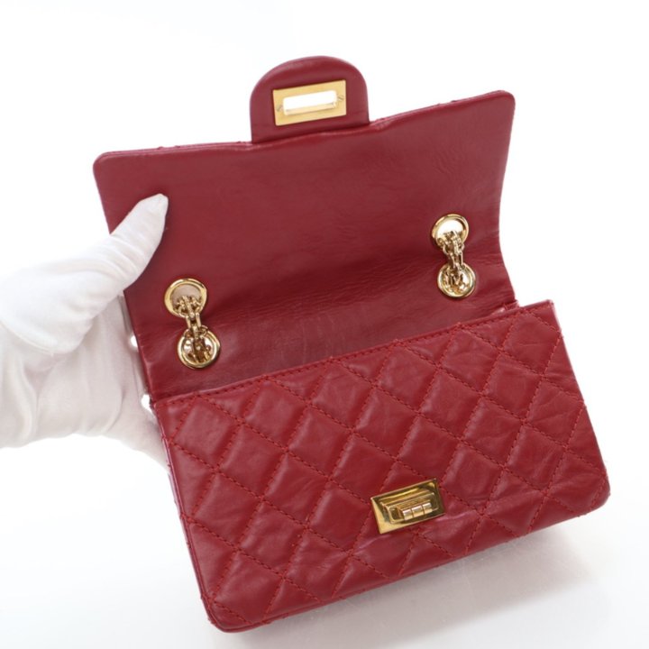 【CHANEL】ミニ レッド エイジド カーフスキン リイシュー 224 Chanel Mini Red Quilted Aged Calfskin Reissue 224