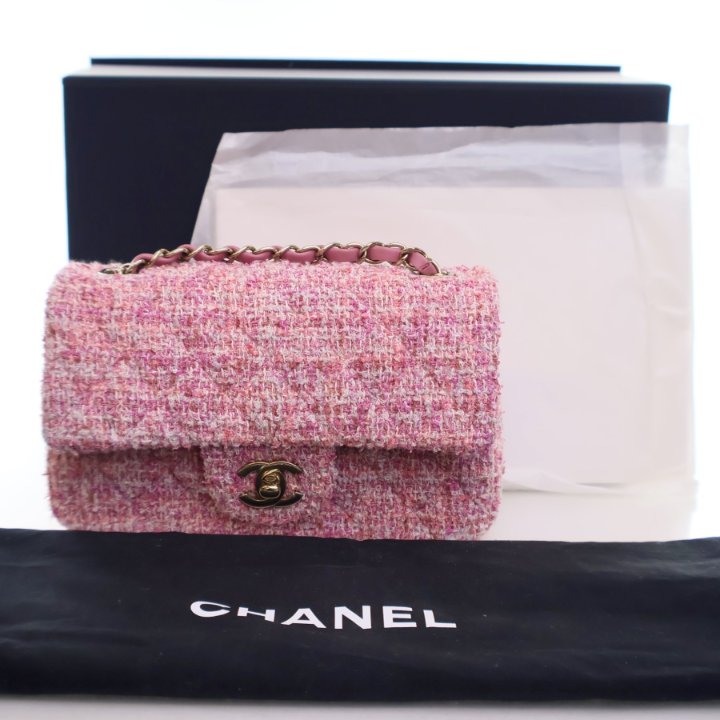 Chanel Mini Pink Tweed Rectangular Classic Flap Bag - Luxe Du Jour