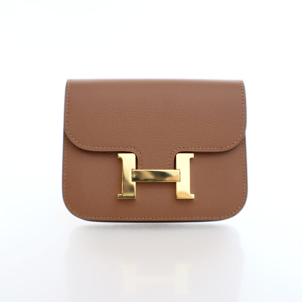 Hermes Constance Slim Wallet Gold Evercolor - Luxe Du Jour