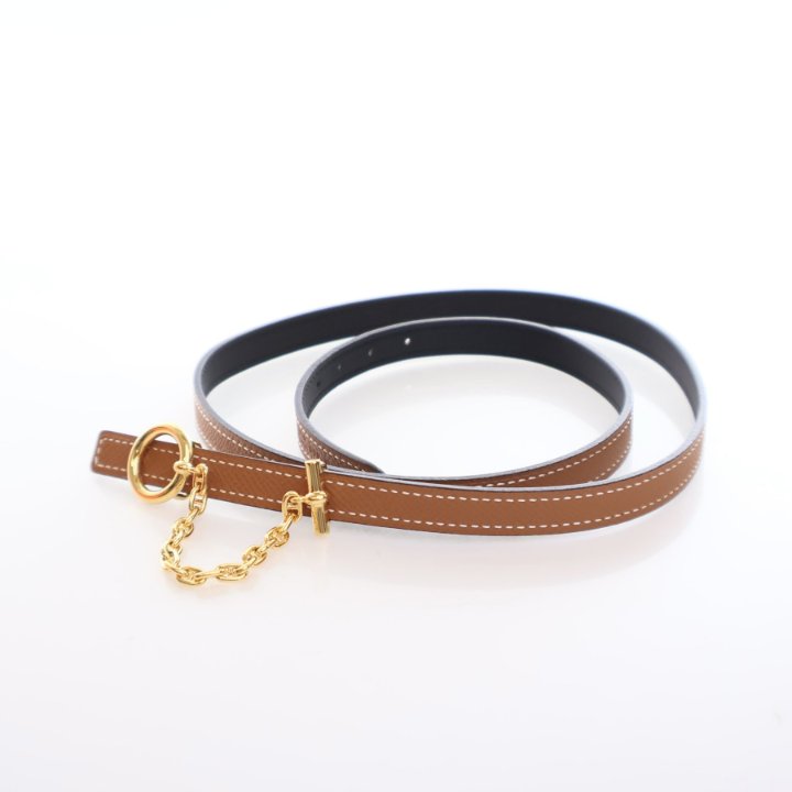 【Gold & Blanc × G金具】HERMES Carrousel リバーシブルベルト Hermes Carrousel Reversible Belt Sz 80 - Luxe Du Jour