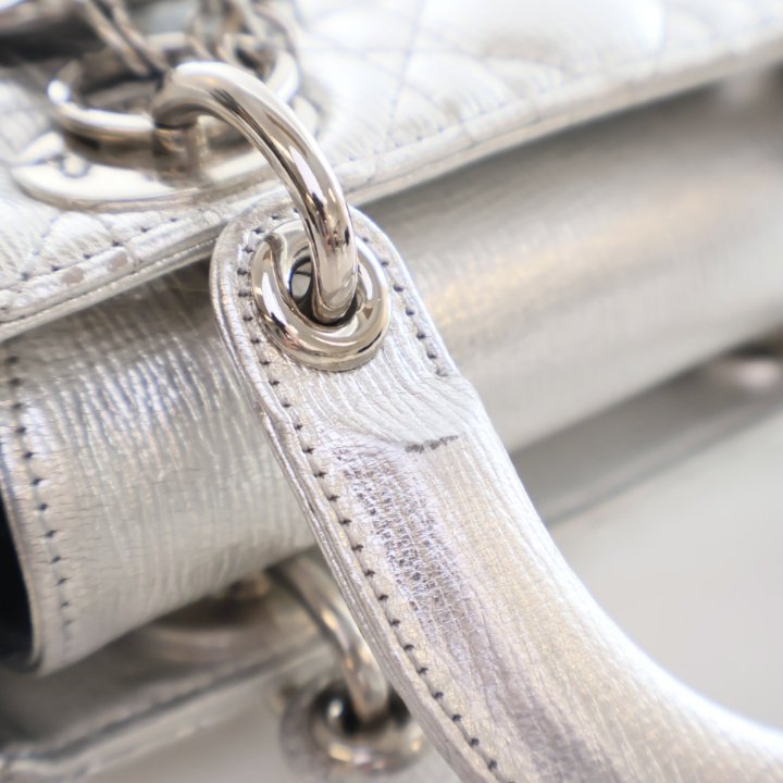 【鮮やかシルバー☆】Dior Lady Dior ミニ Mini Lady Dior Bag Metallic Silver-Tone Cannage Calfskin | DIOR