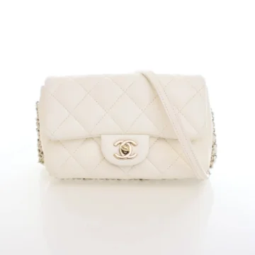Chanel Mini White Lambskin My Precious Flap Bag