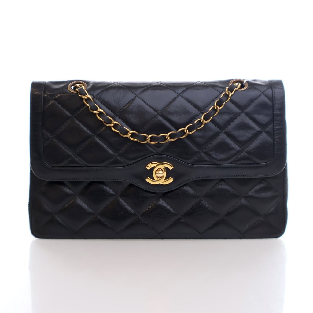 Chanel Vintage Black Lambskin Paris Double Flap Bag - Luxe Du Jour