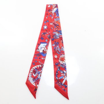 【新作！馬モチーフが可愛い】HERMES Twilly セ・ラ・フェット１ Ex-Libris Marble Silk Twilly | Hermès USA