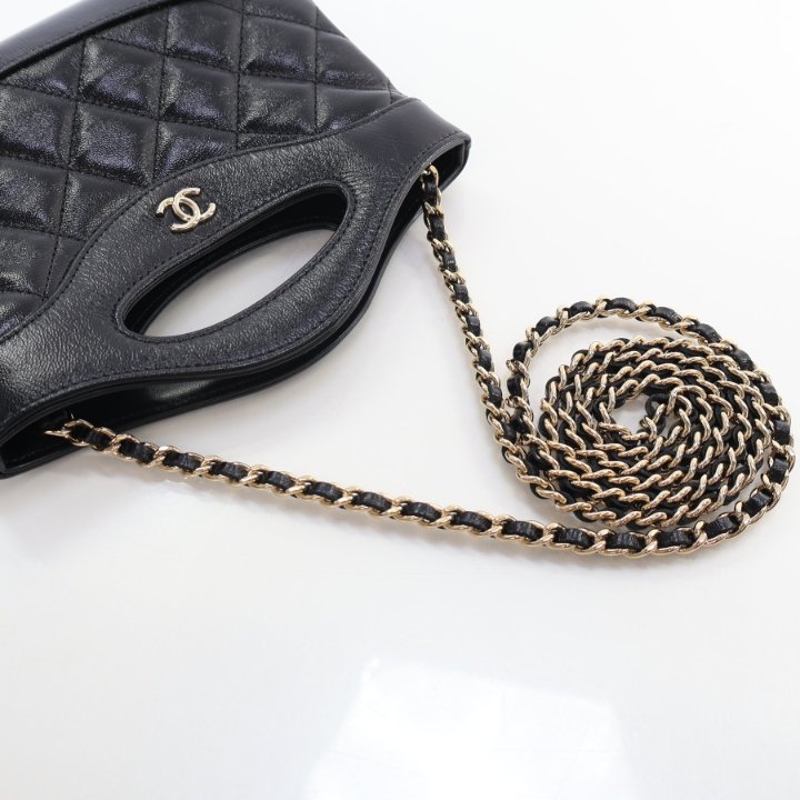 Chanel Mini Kelly 31 Shopping Tote Black Calfskin - Luxe Du Jour