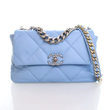 Chanel Large Blue Lambskin 19 Flap Bag