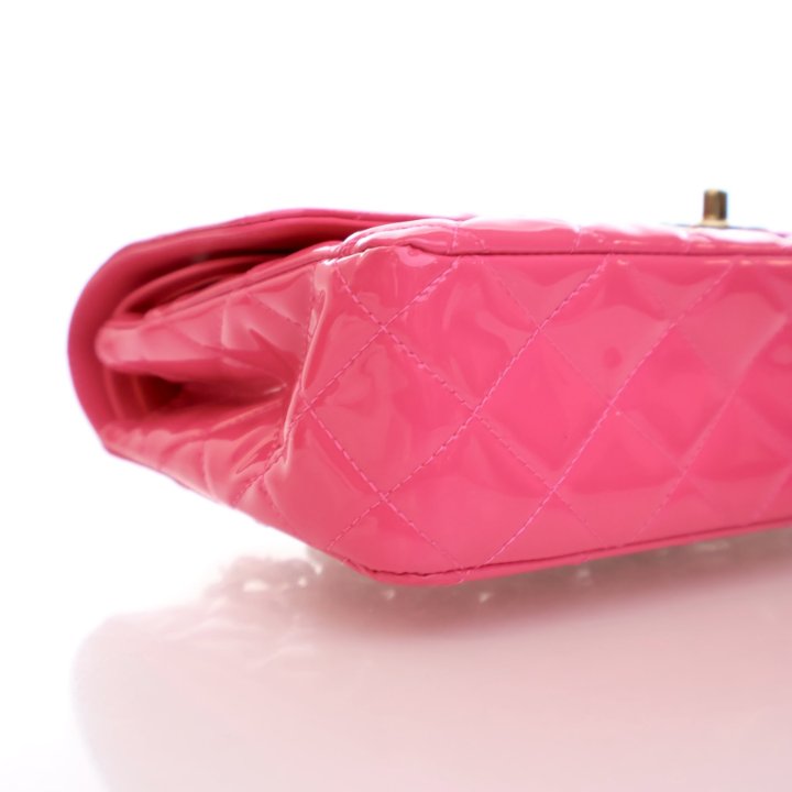 Chanel Medium Pink Patent Classic Double Flap Bag Luxe Du Jour