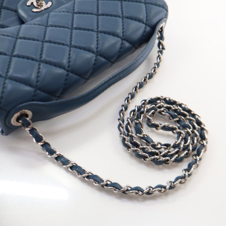 Chanel Medium Blue Lambskin Easy Carry Flap Bag - Luxe Du Jour