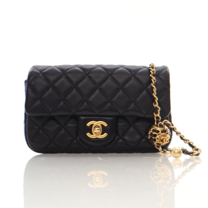 Chanel Mini Black Lambskin Pearl Crush Flap Bag - Luxe Du Jour