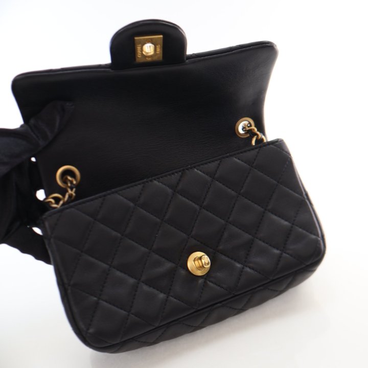 Chanel Mini Black Lambskin Pearl Crush Flap Bag - Luxe Du Jour