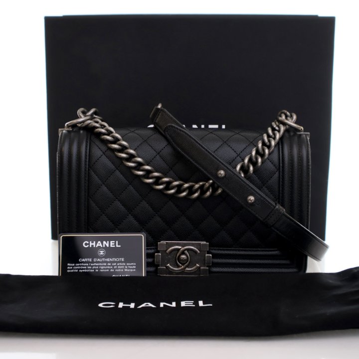 Chanel Medium Black Caviar Boy Bag - Luxe Du Jour