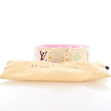 Louis Vuitton ピンクレザーベルト 90/36 LOUIS VUITTON Denim Monogram Buckle Belt Pink - S: 90 (36