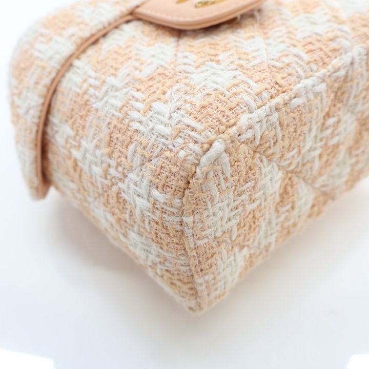 Chanel Mini Pink Quilted Tweed Top Handle Flap Bag - Luxe Du