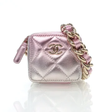 Chanel Mini Pink Lambskin Coco Punk Clutch with Chain