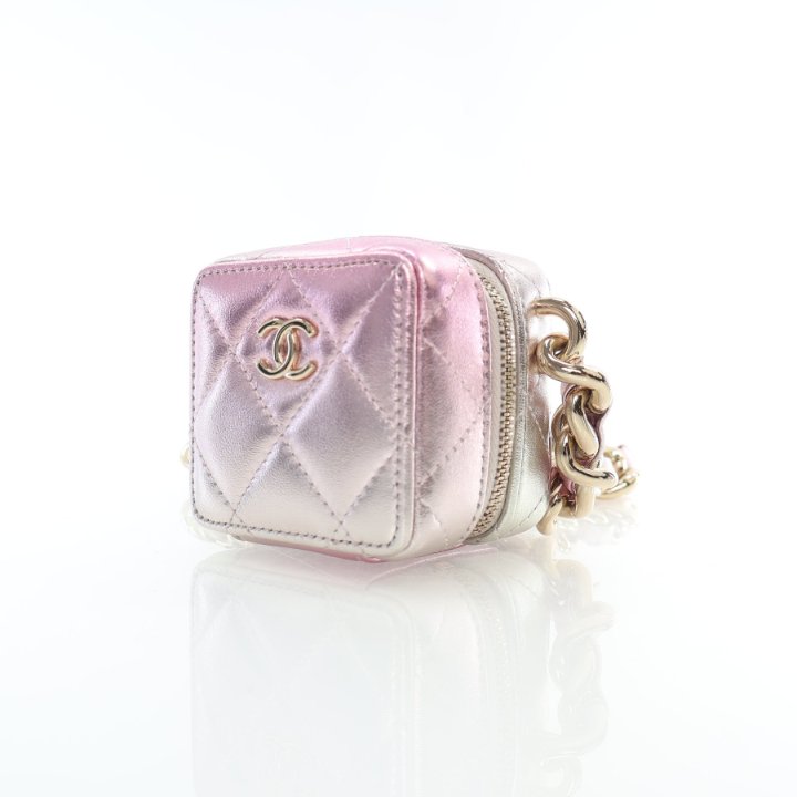 Chanel Mini Pink Lambskin Coco Punk Clutch with Chain - Luxe