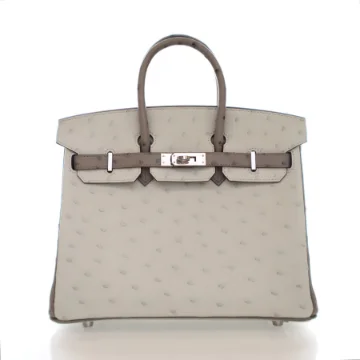 Hermes Gris Perle Ostrich Birkin 25