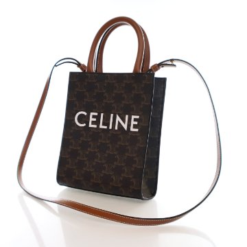 【CELINE】 TRIOMPHE CANVAS SMALL VERTICAL CABAS BAG CELINE Triomphe Vertical Cabas Small Canvas Shoulder Bag Black