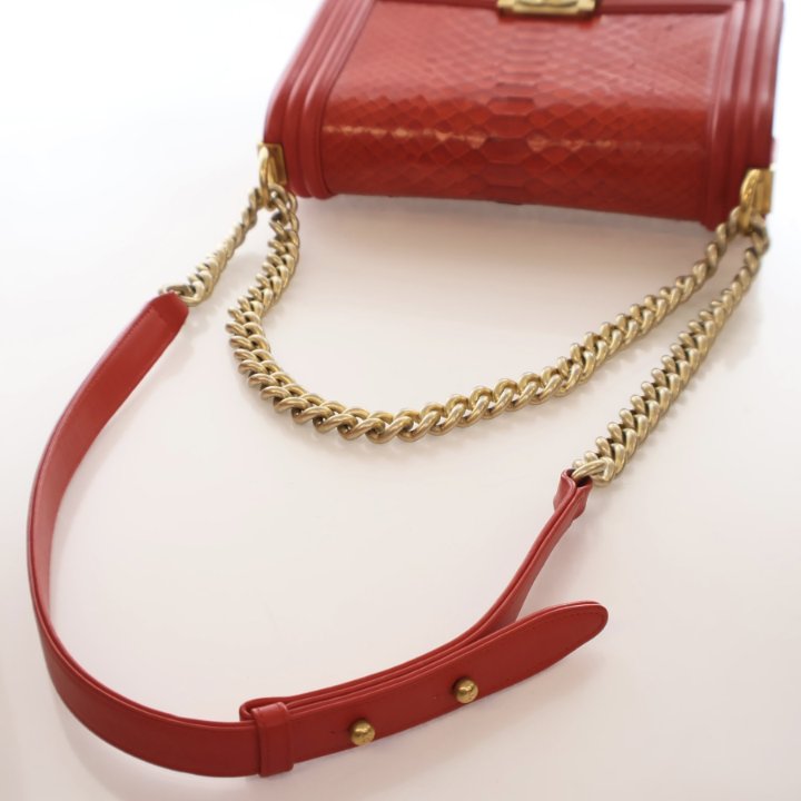 Chanel Medium Red Python Boy Bag Luxe Du Jour