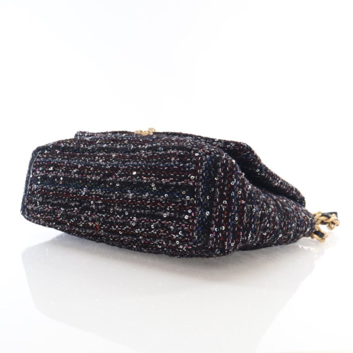 Chanel 21A Black Mini Flap Card Holder With Chain Handle
