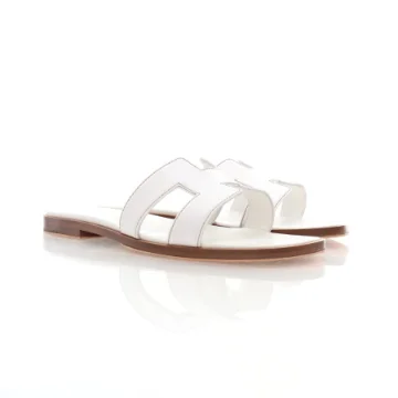 Hermes White Oran Sandals Sz 36