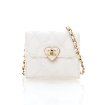 Chanel Mini White Lambskin CC Enamel Heart Crossbody Bag