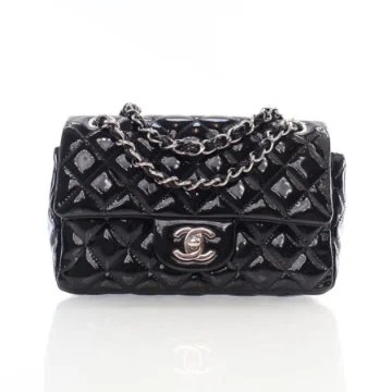 Chanel Mini Black Patent Rectangular Flap