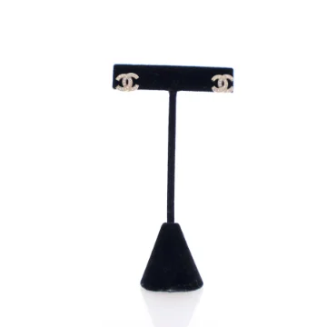 Chanel Plated Gold And Crystal CC Crystal Earrings