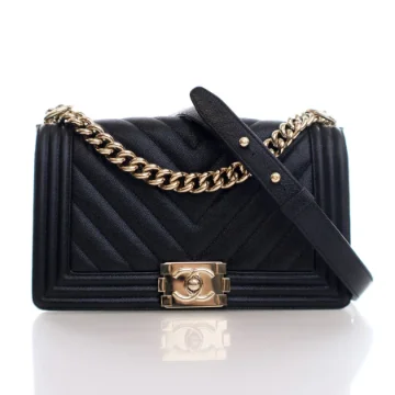Chanel Old Medium Black Caviar Boy Bag