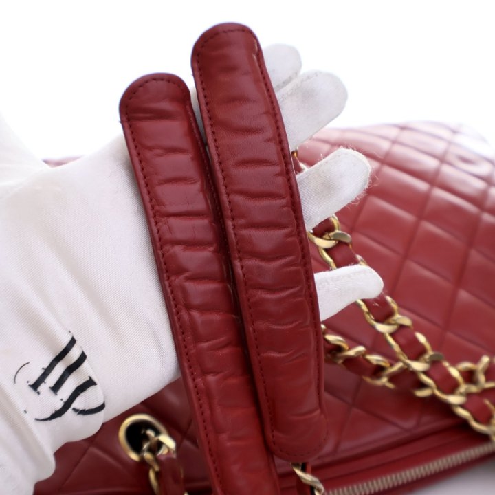 Chanel Vintage Large Red Lambskin Shopping Tote - Luxe Du Jour