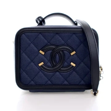Chanel Small Navy Filigree Vanity Case