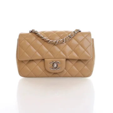 Chanel Mini Beige Lambskin Rectangle Flap