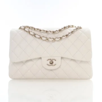 Chanel Jumbo White Caviar Double Classic Flap