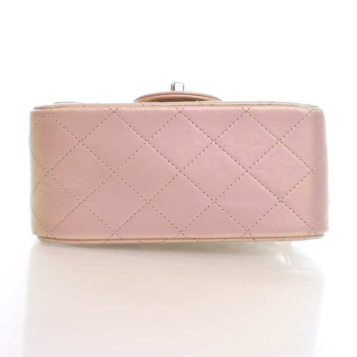 Chanel Mini Pink Iridescent Lambskin Square Classic Flap Bag