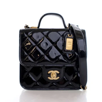 Chanel Black Patent School Memory Square Flap