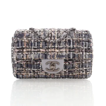 Chanel Mini Grey Multicolor Tweed River of Pearls Rectangle Flap