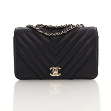 Chanel Black Lambskin Statement Flap