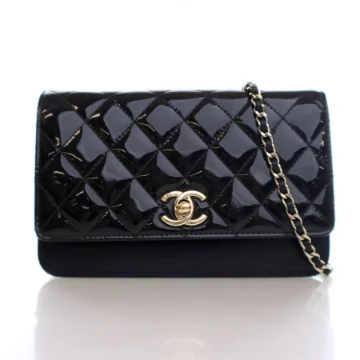 Chanel Black Patent Wallet On Chain (WOC)