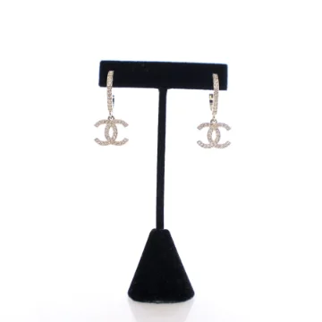 Chanel Crystal CC Drop Earrings