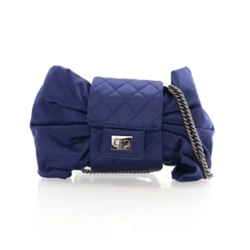 Chanel Navy Blue Satin Vintage Reissue Evening Bow Bag