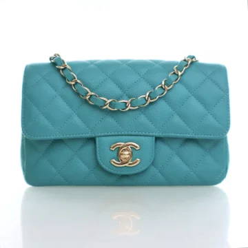 Chanel Mini Teal Caviar Rectangle Flap