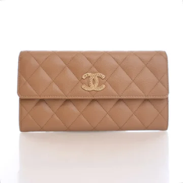 Chanel Large Beige Caviar CC Flap Wallet