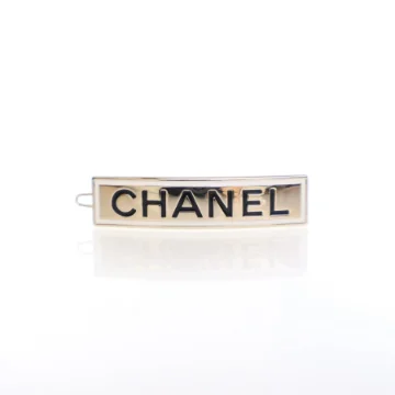 Chanel Gold Enamel Logo Hairclip