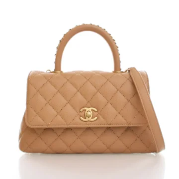 Chanel Small Beige Caviar Coco Handle
