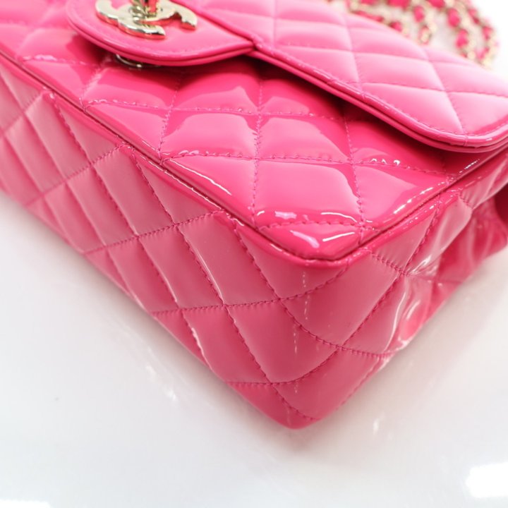 Chanel Mini Hot Pink Patent Rectangle Flap - Luxe Du Jour