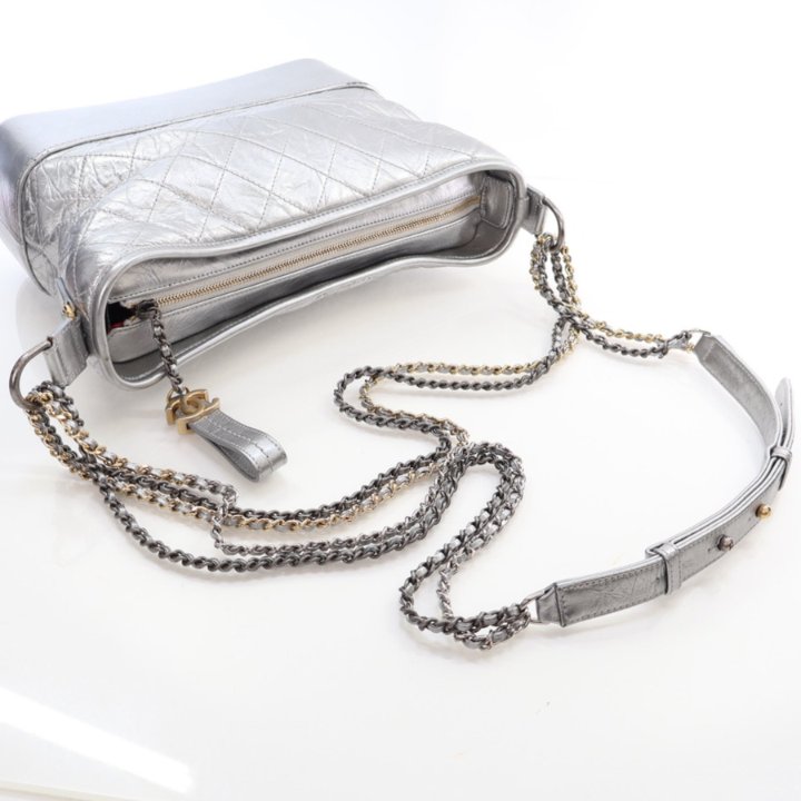 Chanel Gabrielle Hobo Medium Silver Calskin - Luxe Bag Rental