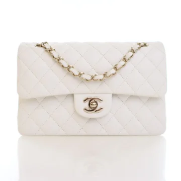 Chanel Small White Caviar Classic Flap