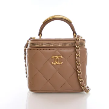 Chanel Beige Lambskin Vanity Case