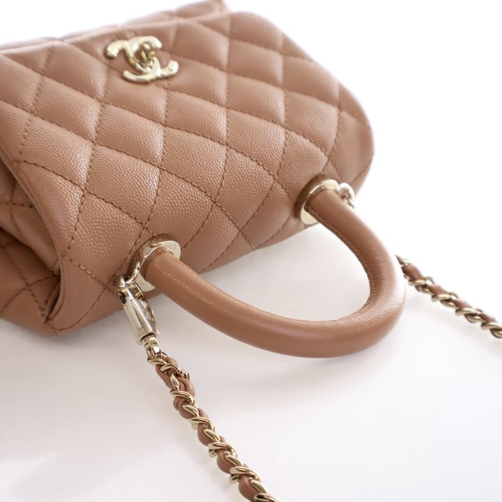 Chanel Mini Brown Caviar Coco Handle Luxe Du Jour