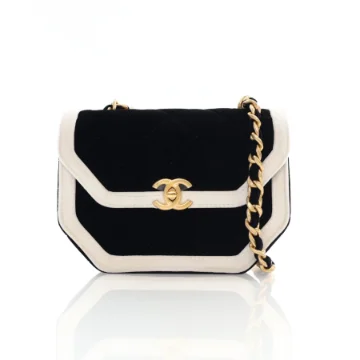 Chanel Mini Black Velvet Quilted Place Vendome Flap Bag