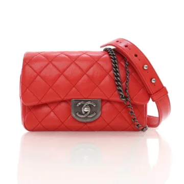 Chanel Small Red Lambskin Double Carry Bag